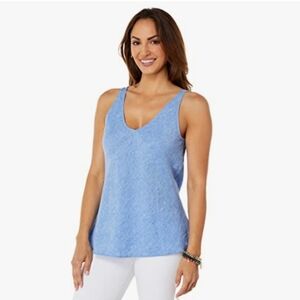 Lilly Pulitzer Florin Sleeveless Linen Tank Top Blue Chambray XL